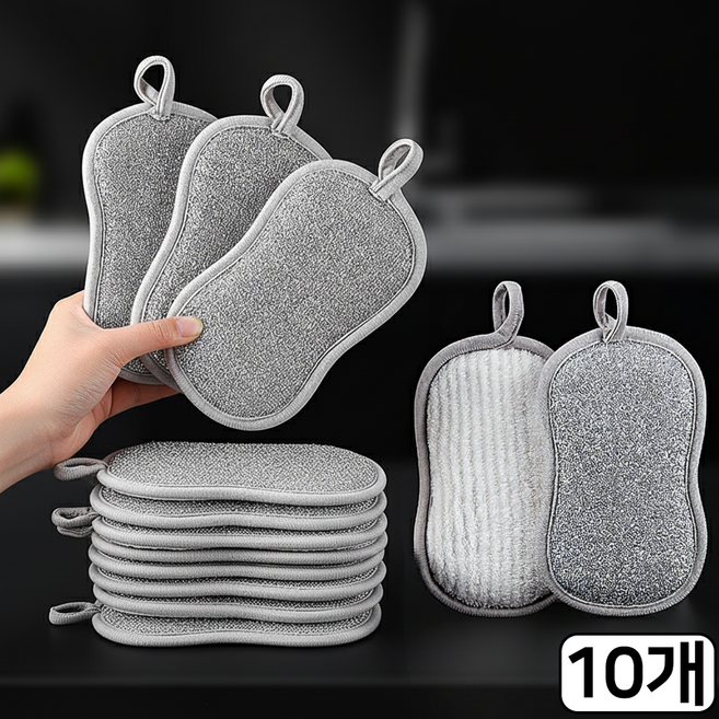 댓츠댓 스크래치 없는 주방 양면 은사 수세미, 10개, 1개