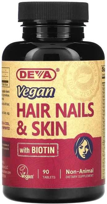Deva 비건 헤어 네일 & 스킨 비오틴 함유 90정, Deva 비건 헤어 네일  스킨 비오틴 함유 90정, 1개 - 쿠팡