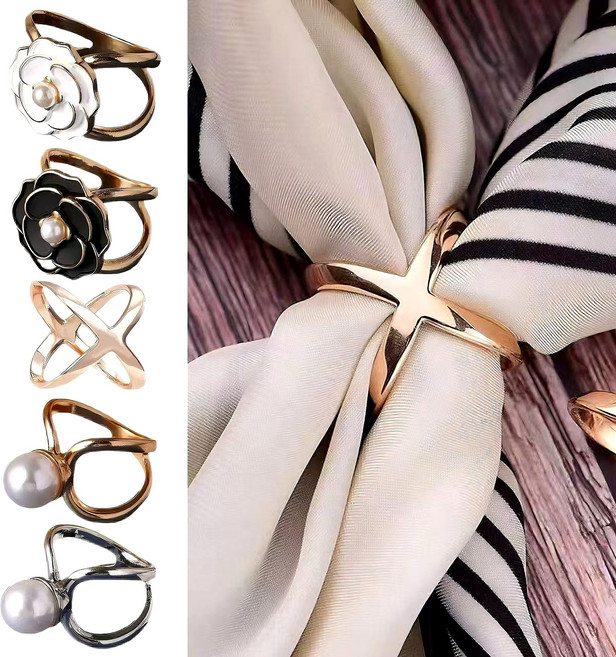 별라 여성 스카프링 진주 꽃 엑스 5종세트