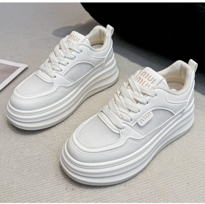 Q貝比 女款 防滑透氣休閒鞋 厚底 百搭小白鞋 一腳蹬運動鞋