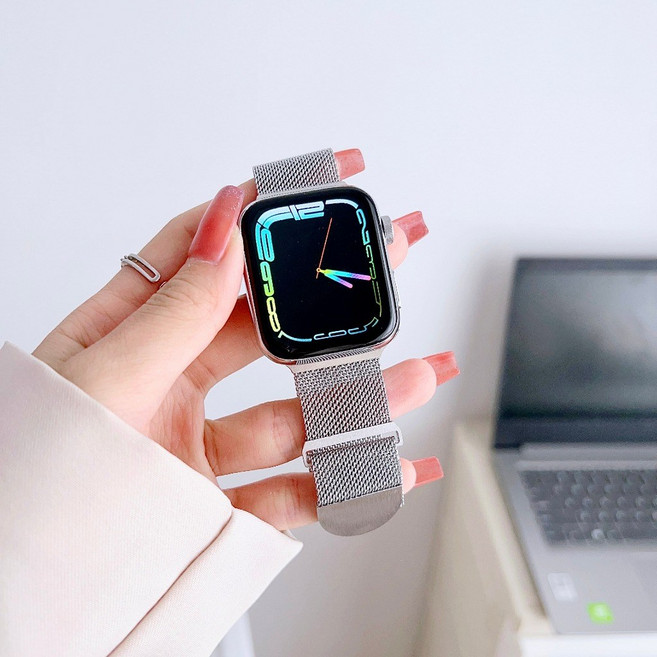 磁吸錶帶 保護殼 適用於 Apple Watch, 銀色（機甲款）,46mm（S11/S10）通用, 1個