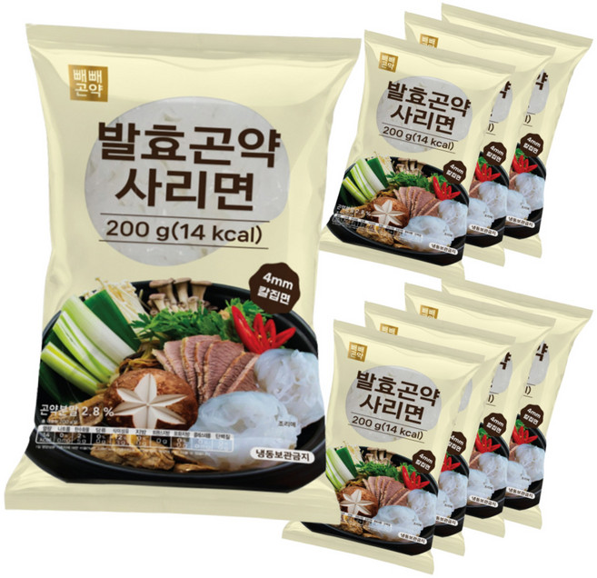 빼빼곤약 발효곤약 사리면 저칼로리 저탄수화물 곤약면 14kcal, 200g, 8개