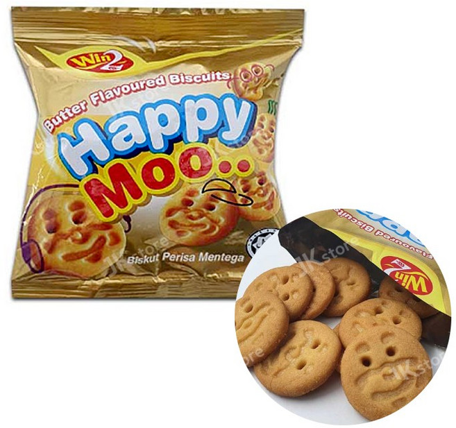WINWIN 해피무 비스킷 버터향 수입 세계 과자 어린이집 유치원 학교 교회 간식 선물, 12g, 5개