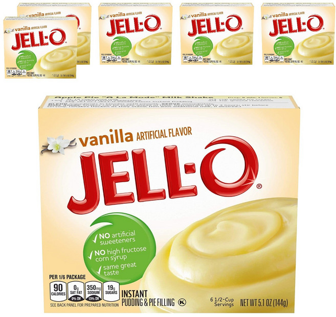 젤오 인스턴트 푸딩 & 파이 필링 바닐라, 6개, 144g