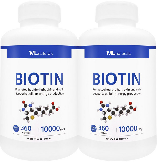 [미국빠른직구] 신제품 마이라이프 내추럴스 비오틴 10000 mcg (수퍼사이즈), 2개, 360정