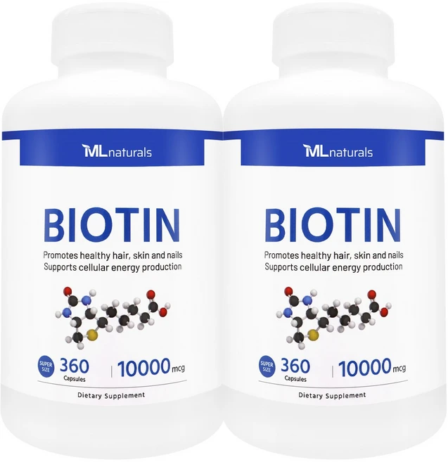[미국빠른직구] 신제품 마이라이프 내추럴스 비오틴 10000 mcg (수퍼사이즈), 2개, 360정 - 쿠팡