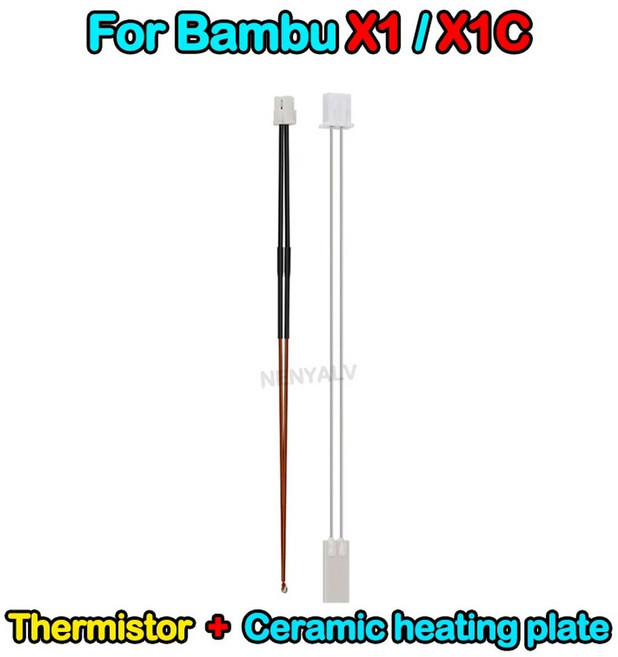 3D 프린터 핫 엔드 히터 카트리지 Bambu Lab P1SP1P NTC 3950 100K 인쇄용 24V 48W X1C 서미스터 및 세라믹 가열 플레이트, 5 pcs, X1C-X1E-X1