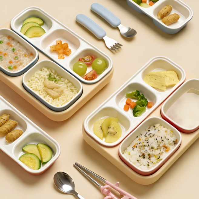 에디슨 실리콘 흡착 5구 식판, 버터, 1개, 단품