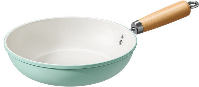 콜콜러브 인덕션 겸용 긴 손잡이프라이팬 세라믹 논스틱 냄비 푸른 색, 1개, 24cm
