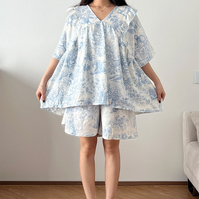 코지데일리 여성 잠옷 상하의 세트 빅사이즈 홈웨어 뜨왈