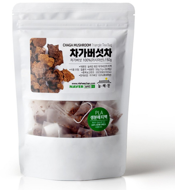 늘해찬 볶은 차가버섯 티백 차가버섯차 티백 삼각티백 대용량, 1g, 50개입, 1개, 1g