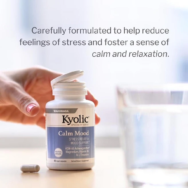 Kyolic (와쿠나가-교릭) 스페셜티 시리즈 Calm Mood 아슈와간다 마그네슘 함유 베지 캡슐 120정, 1개 - 쿠팡
