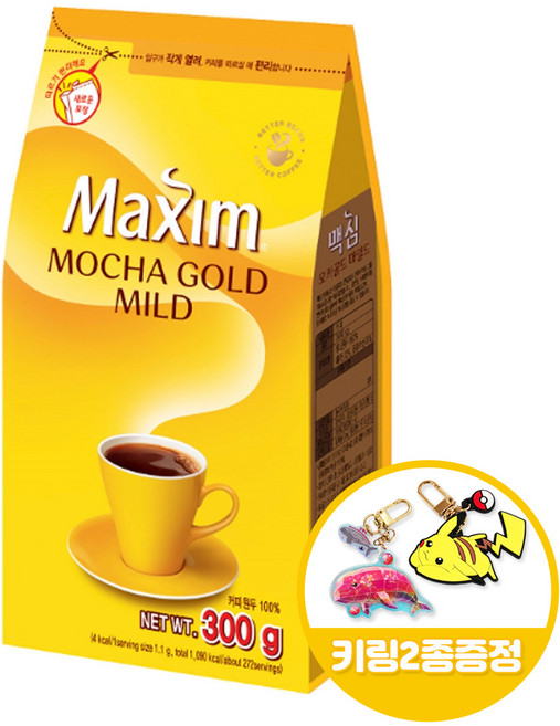 맥심 모카골드 마일드(리필) 300gx1개+키링2종, 300g, 1개입, 1개