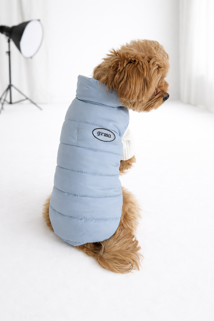 하이코코멍 강아지옷 겨울 폭신 패딩 조끼, 1개, 스카이블루