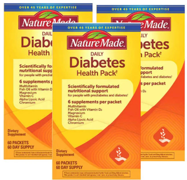 네이쳐 메이드 다이어베틱 건강팩 60팩 / Nature Made Diabetes Health 60pack, 3개, 60정 - 쿠팡