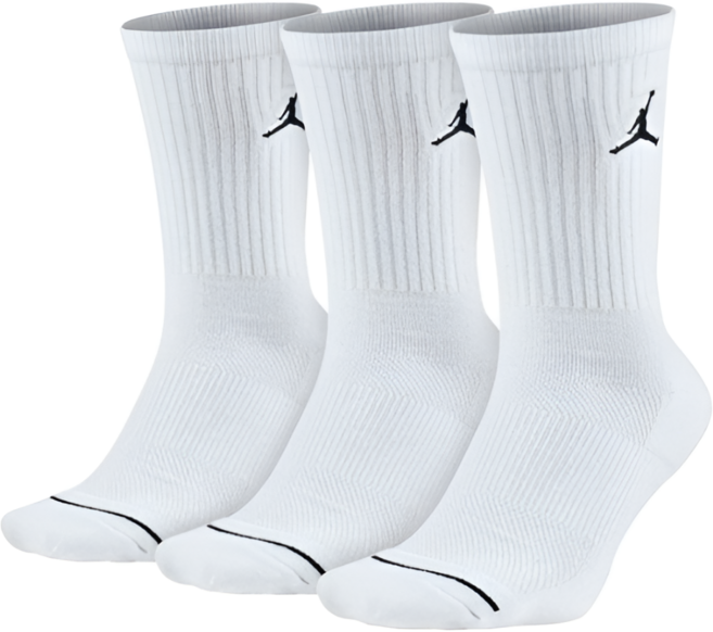 나이키 조던 에브리데이 쿠션 장목 삭스 DX9632-100 3켤레 1팩, 화이트, 1세트