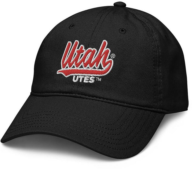 Utah Utes 필기체 공식 라이선스 조절 가능한 야구 모자 [호환], 블랙