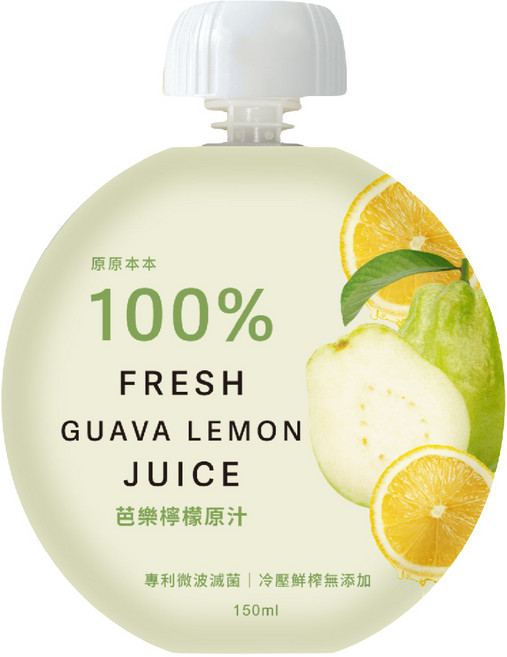 100% 原萃 芭樂檸檬汁 150ml 專利微波滅菌 冷壓鮮榨無添加, 1個裝
