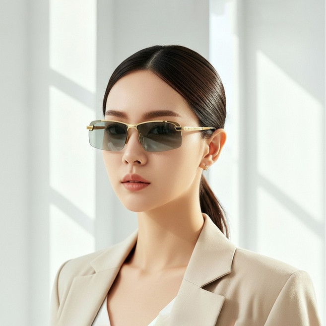 민스컴퍼니 안경형 변색 편광 선글라스, 골드, 1개