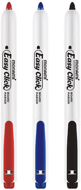 이지클릭 모나미 똑딱이 보드마카 3색, 1개, 검정+파랑+빨강