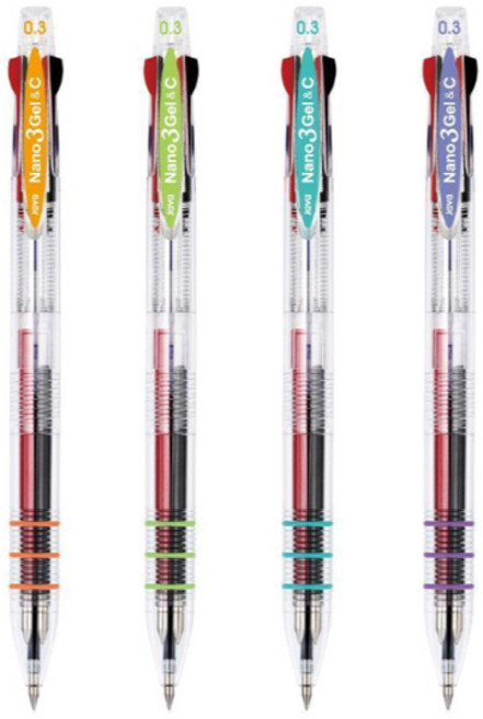 자바펜 나노 3겔 앤 C 3색 중성볼펜 0.3mm, 오렌지+라임+민트+라벤더 (새상품), 4p