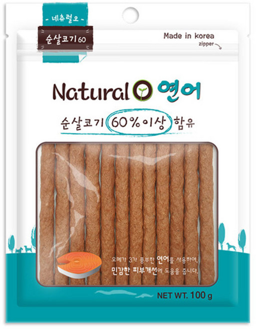 네츄럴오 연어 져키 100g 강아지순살코기60%간식, 연어맛, 1개