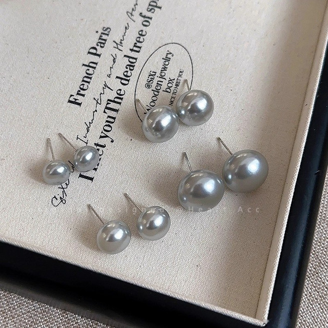 글라스 납작 진주귀걸이 오발 진주귀걸이 우아한 글라스 진주귀걸이