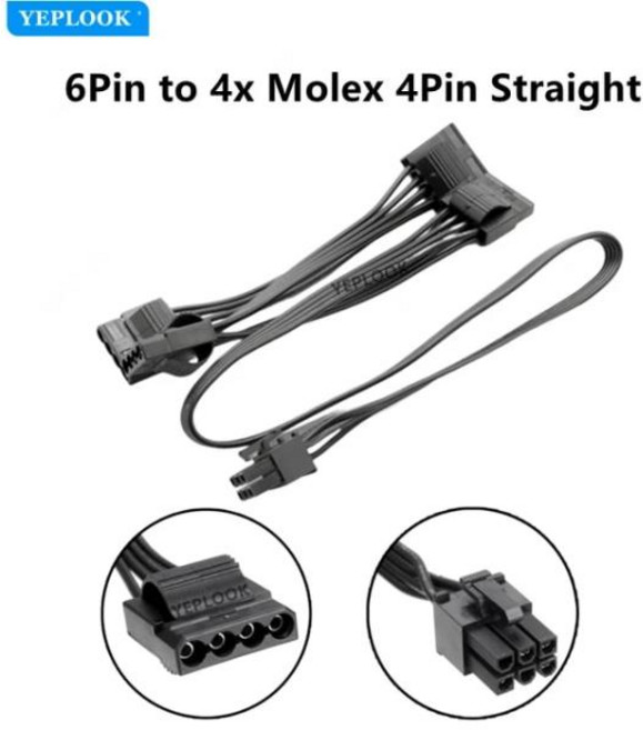 SuperFlower 모듈러 전원 공급 장치 케이블 GPU PCIe 8 핀 듀얼 6 + 2 핀 CPU 4 + 4 핀 SATA PATA Mole, 1개