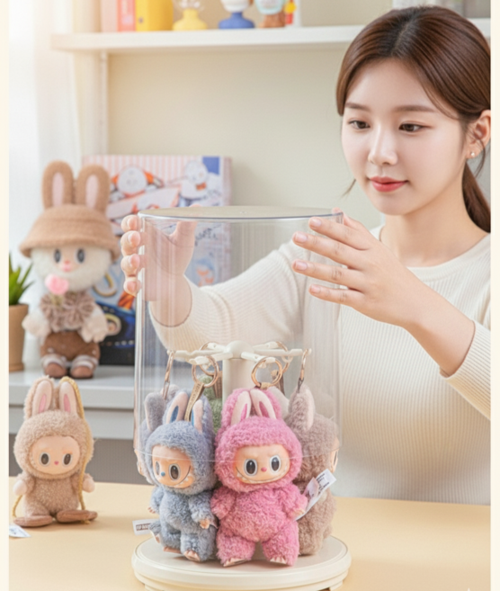 메리레이디 투명 회전 봉제인형 피규어 보관함 장식장, 1개