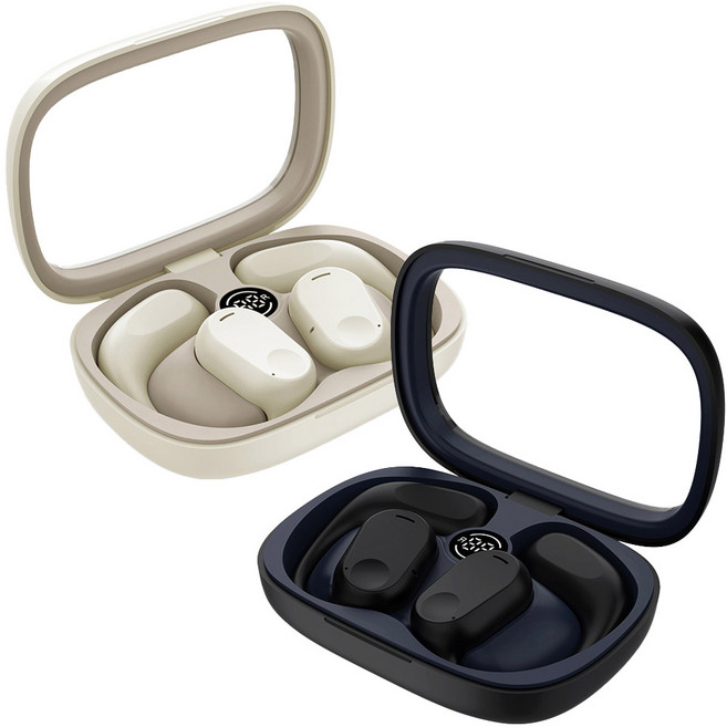 [TenTenPlus] 야외활동 스포츠 오픈형 무선 이어폰/개방형 노이즈캔슬링 선명 음질 통증없는 이어셋/IPX 4등급 방수제품, 블랙, 무선 개방형 이어셋