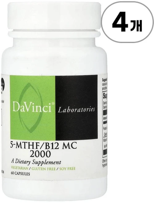 다빈치 래버러토리 5-MTHF/B12 MC 2000 DaVinci Laboratories 5-MTHF/B12 MC 2000 60정, 4개 - 쿠팡