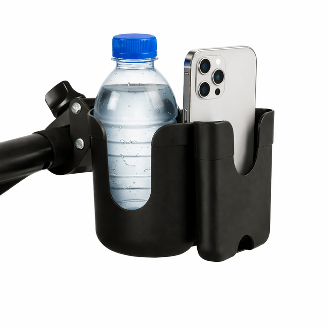 마음가득 유모차 컵홀더 휴대폰 거치대, 블랙, 1개