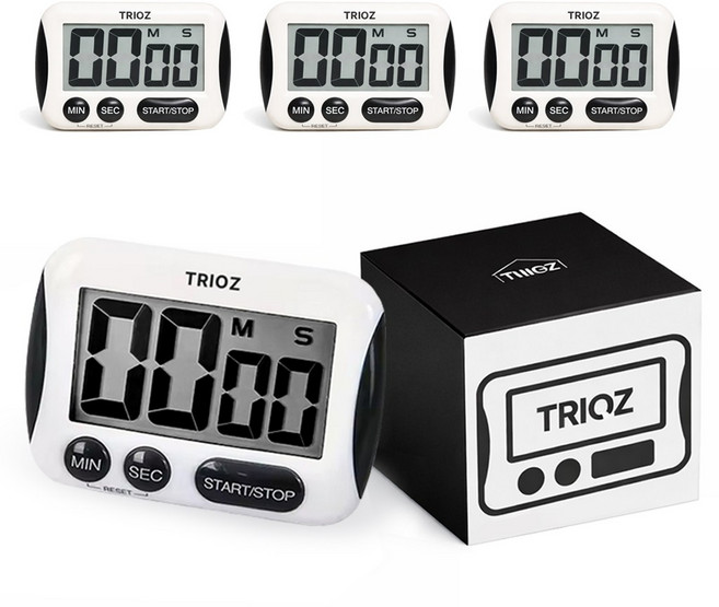 트리오즈 디지털 타이머 TT-291, 4개, 블랙
