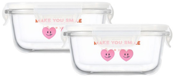 파이렉스 노티드2 4면 밀폐용기 정사각 510ml, 2개