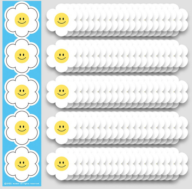 스마일 데이지 스티커 20매(100피스)