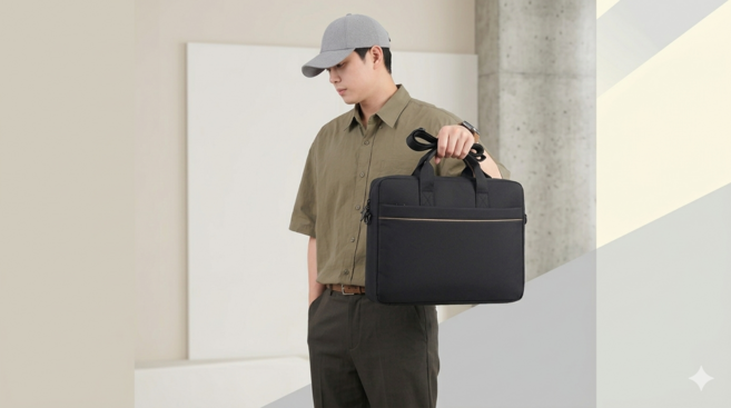 아델타 노트북 가방 파우치 16인치, 블랙, 1개