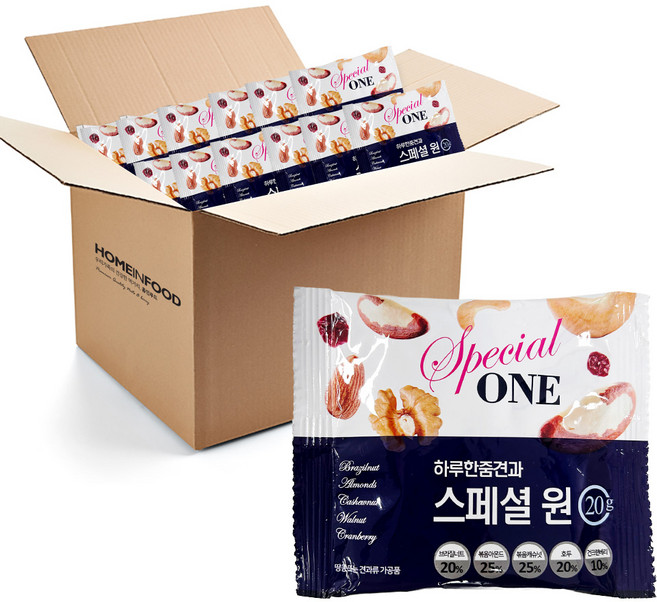 홈인푸드 스페셜원 하루견과 낱봉 50봉, 50개, 20g
