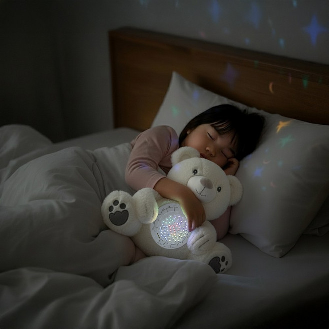 이큐나라 백색 소음기 3종 애착인형 수면 유도 울음 감지 센서 무드등 아기 출산 선물 가정용, 꼼돌이, 1개