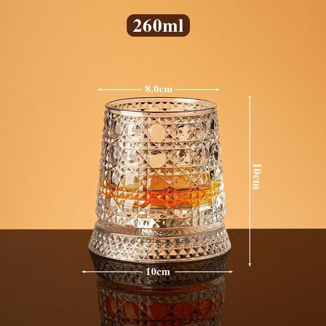 水晶旋轉威士忌杯 寶石紋解壓轉轉杯, 1個, 清倉款 ,寶石紋旋轉解壓-轉轉杯