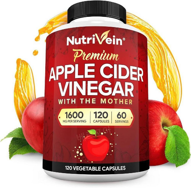 Nutrivein 애플사이다비니거 애사비 1600mg 120캡슐 ACV, 1개, 120정