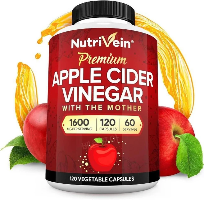 Nutrivein 애플사이다비니거 애사비 1600mg 120캡슐 ACV, 1개, 120정 - 쿠팡
