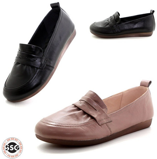 [천연소가죽 논슬립] 발볼편한 여성 쿠션 컴포트 로퍼 푹신한 단화 2cm GS P-012