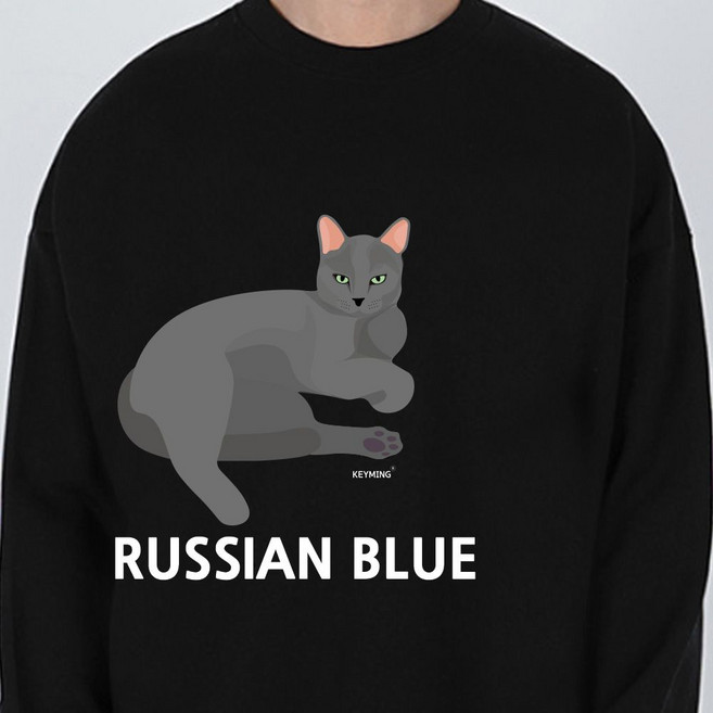 키밍 러시안블루 티셔츠 뭘보냥 도도한 고양이 맨투맨