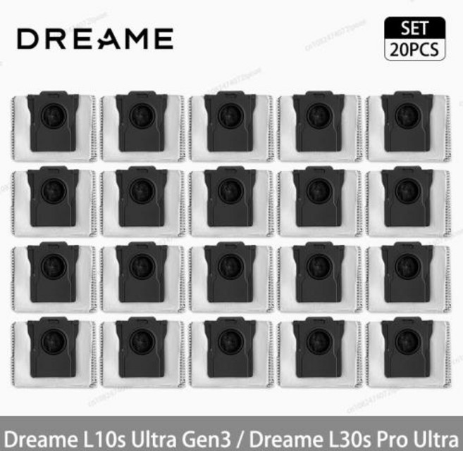 드리미 L10s 울트라 Gen3 L30s 프로 울트라 로봇 청소기 액세서리 메인 사이드 브러시 물걸레 천 헤파 필터 먼지 봉투 예비 부품, [12] 20 Dust Bags