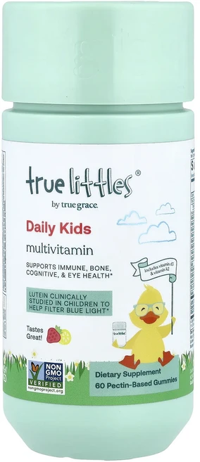 몸관리하세요 겨울입니다 True Grace True Littles® 데일리 키즈 종합비타민 구미젤리 딸기 레몬 펙틴 기반 구미젤리 60개 특별관리진행, TrueGraceTrueLittles데일리키즈종합비타민 - 쿠팡