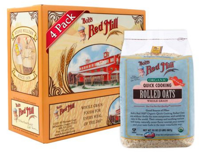 밥스 레드 밀 유기농 퀵 쿠킹 롤드 오트 오트밀 907.2 Bob's Red Mill Organic Quick Cooking Rolled Oats Oatmeal 32-ounce, 1개, 907.2g