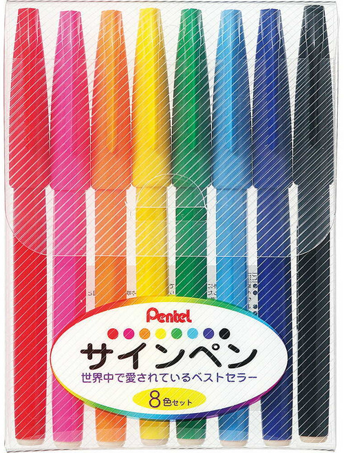 펜텔 사인펜 8색 세트 수성, 1개