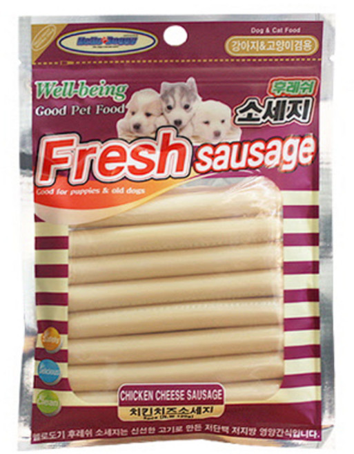 헬로도기 강아지 고양이 후레시 소세지 8p, 혼합맛(치킨/치즈), 120g, 6개