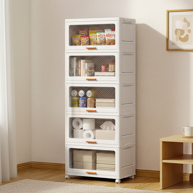 FODOSS 대용량 수납장 다용도 거실 수납장 폴딩박스형 수납 정리함 공간 활용 대형 수납장, 흰색