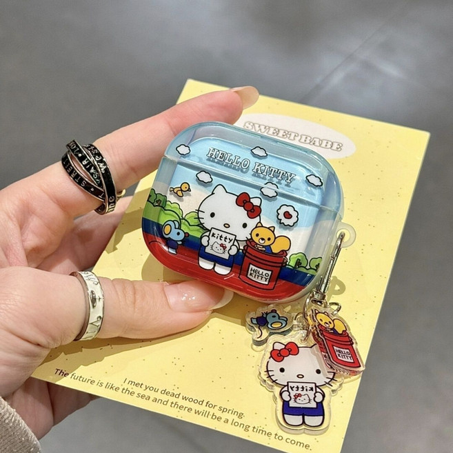 TYREUS 봄나들이 키티 에어팟 케이스 4세대, AirPods 4 세대, 1개